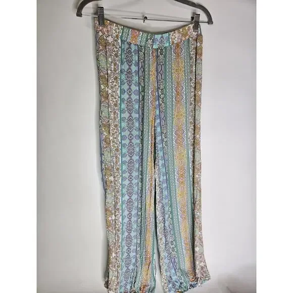 Victoria Secret Lounge Pants Womens Size XS Paisley Print Elastic Waist Wide - Picture 1 of 6